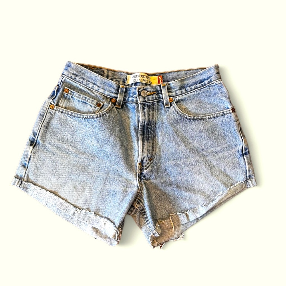 Levi’s 501 buttondown cotton size 34 reworked vintage jean shorts distressed‎